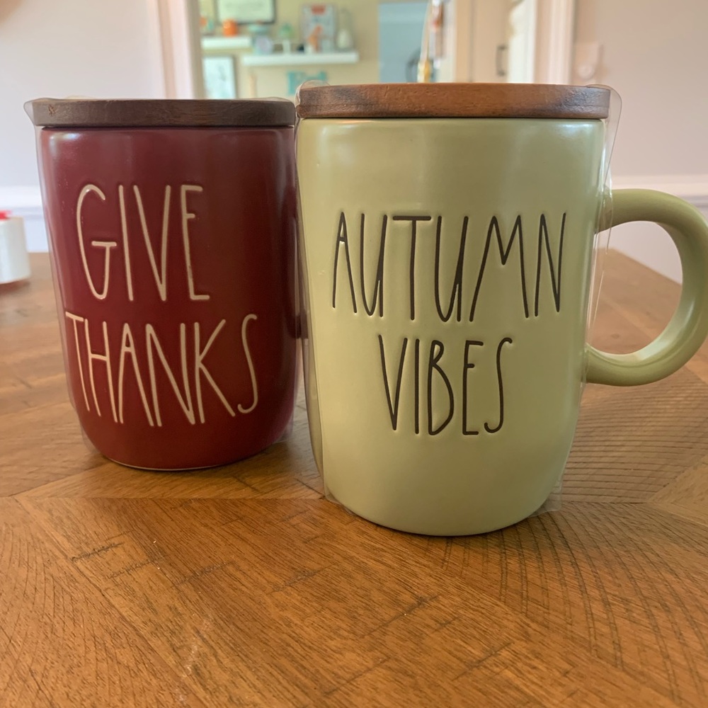 Rae Dunn fall mugs w/coaster